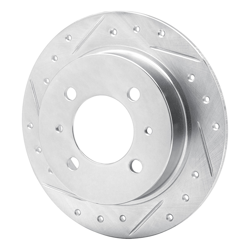 Nissan Sentra Brake Rotor (1) - Rear Left - R1 Concepts - Drilled & Slotted - Silver - `91-`06